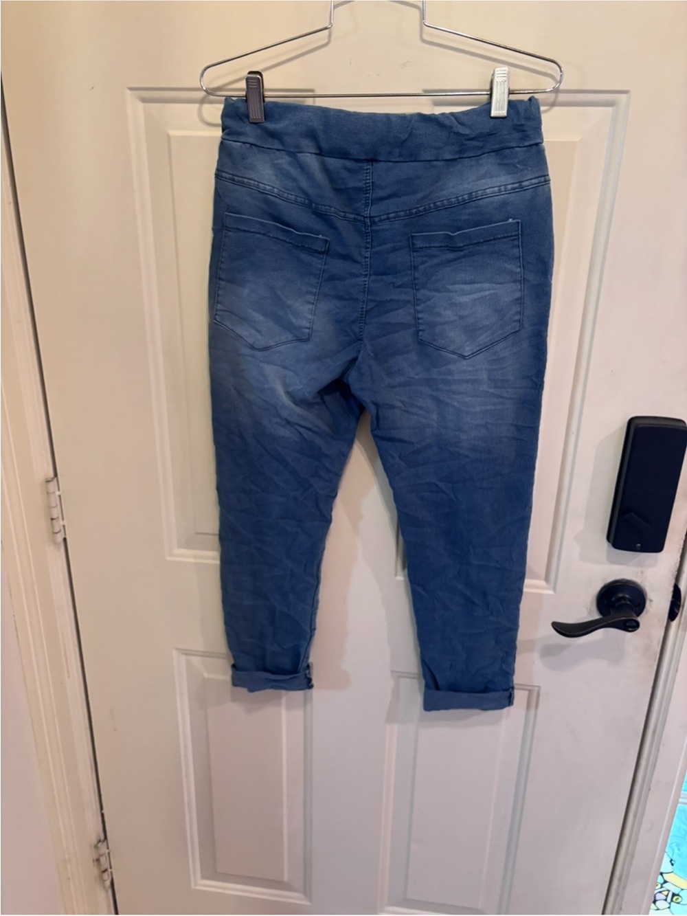 Venti6 Blue Distressed Boyfriend Jeans with Drawstring Waist - Picture 5 of 6